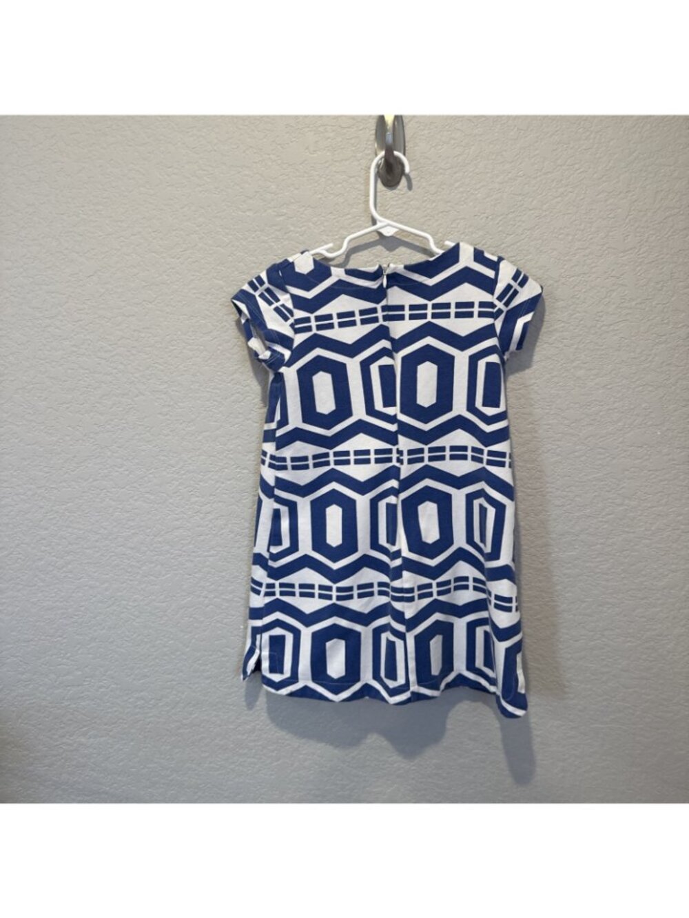 Gymboree knitted jumper dress, blue white size 7 Geometric Shift Short Sleeve - Picture 6 of 9